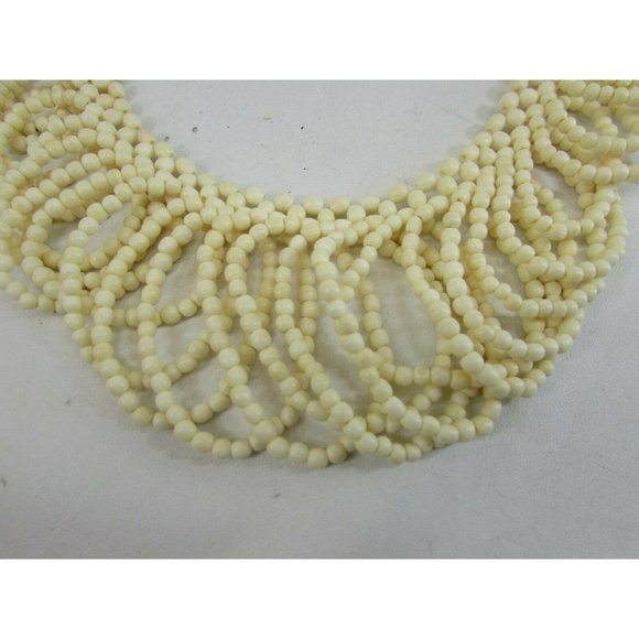 Vintage Beaded Necklace Ivory Cream Off White Beads Looped 52628 - Picture 3 of 4